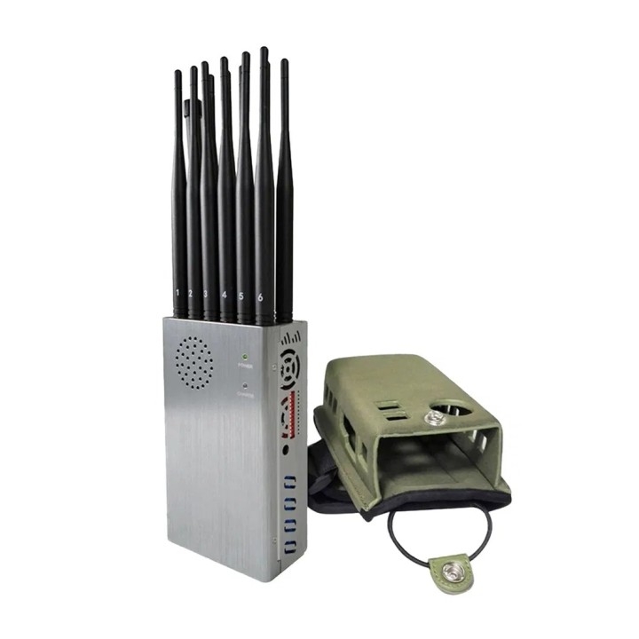 Professional 12-Antenna Handheld Signal Jammer - Blocks GPS, GSM, Bluetooth, 2G/3G/4G/5G Cellular, WiFi 2.4G/5.8GHz Signals