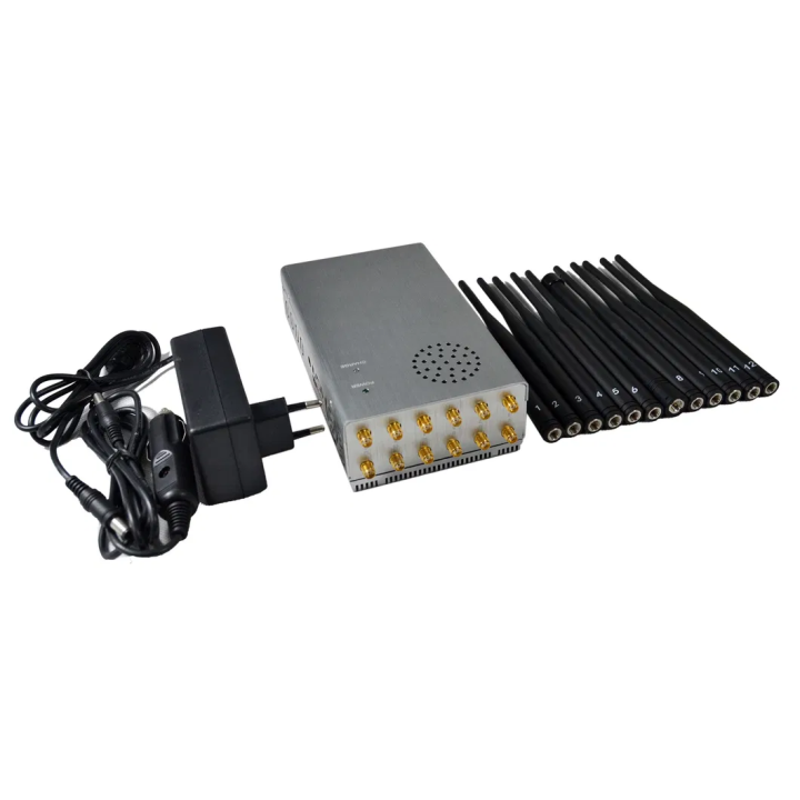 Professional 12-Antenna Handheld Signal Jammer - Blocks GPS, GSM, Bluetooth, 2G/3G/4G/5G Cellular, WiFi 2.4G/5.8GHz Signals