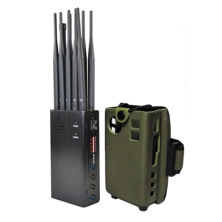 Portable 10-Antenna Mobile Signal Jammer – 3G/4G/GPS/WiFi/LOJACK Blocked, Up to 20m Coverage