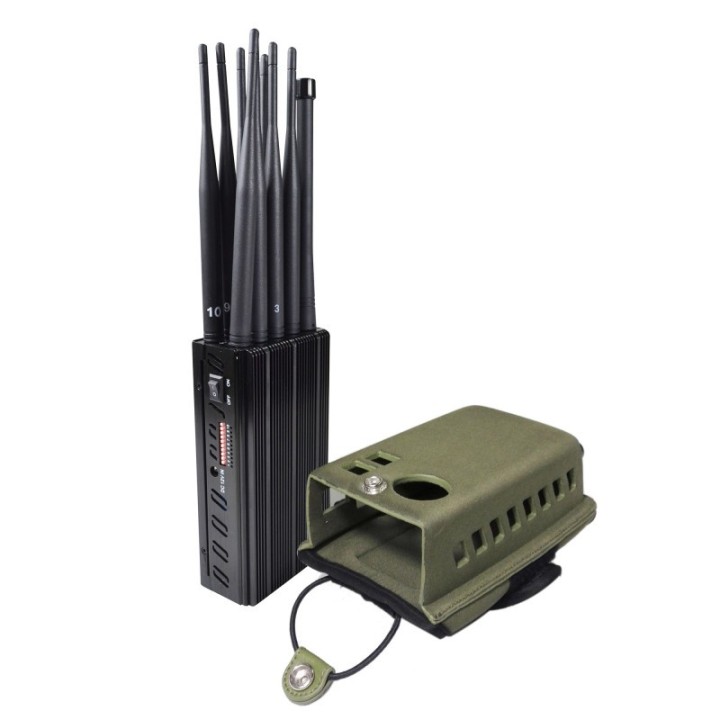 Portable 10-Antenna Mobile Signal Jammer – 3G/4G/GPS/WiFi/LOJACK Blocked, Up to 20m Coverage