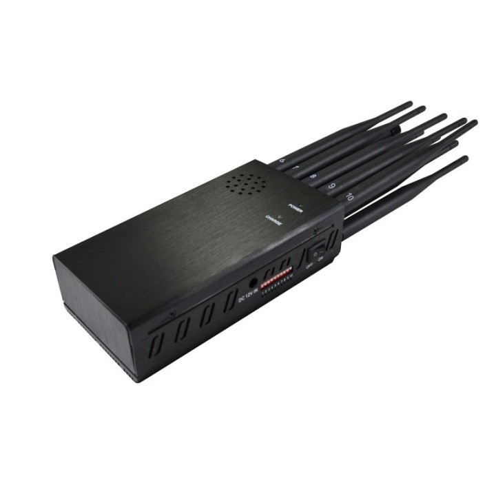 Portable 10-Antenna Mobile Signal Jammer – 3G/4G/GPS/WiFi/LOJACK Blocked, Up to 20m Coverage