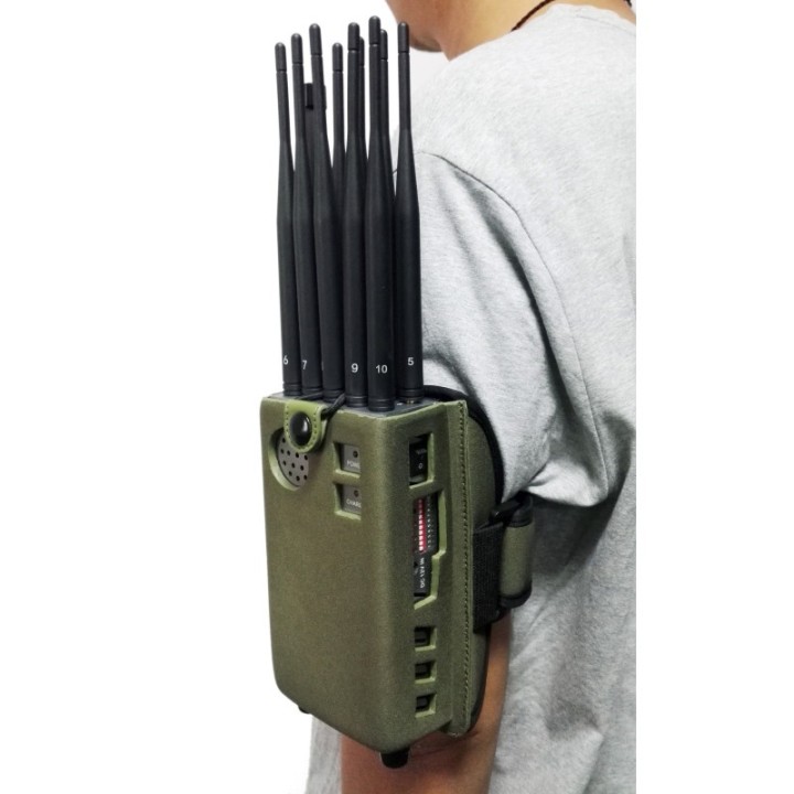 Portable 10-Antenna Mobile Signal Jammer – 3G/4G/GPS/WiFi/LOJACK Blocked, Up to 20m Coverage