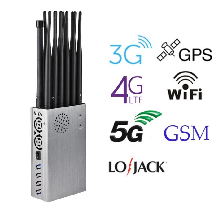 12-Antenna 2G 3G 4G 5G Signal Jammer – 8.4W GPS WiFi LOJACK Blocker, Up to 20m Coverage