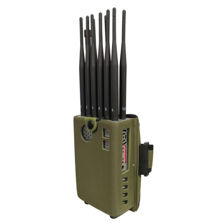 12-Antenna 2G 3G 4G 5G Signal Jammer – 8.4W GPS WiFi LOJACK Blocker, Up to 20m Coverage