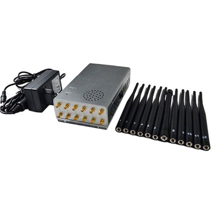 12-Antenna 2G 3G 4G 5G Signal Jammer – 8.4W GPS WiFi LOJACK Blocker, Up to 20m Coverage
