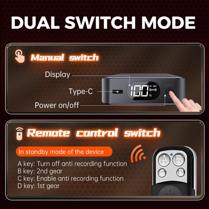 F50 Ultrasonic Anti-Recording Device - Block Phone & Video Recording, 3m Range