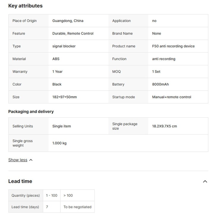 F50 Ultrasonic Anti-Recording Device - Block Phone & Video Recording, 3m Range